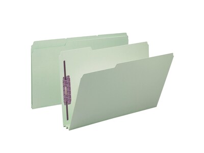 Smead Pressboard Classification Folders with SafeSHIELD Fasteners, 1/3-Cut Tab, Legal Size, Gray/Green, 25/Box (19934)