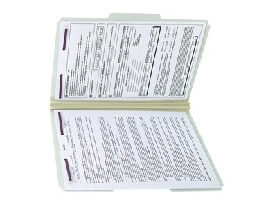 Smead Pressboard Classification Folders with SafeSHIELD Fasteners, 1/3-Cut Tab, Legal Size, Gray/Green, 25/Box (19934)