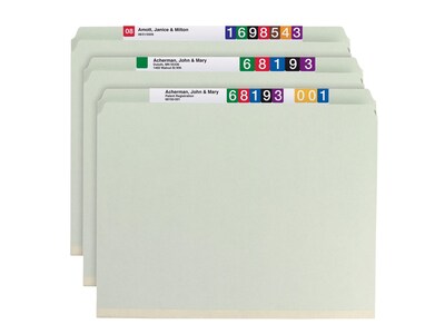 Smead Heavy Duty Pressboard Classification Folders, Straight-Cut Tab, Letter Size, Gray/Green, 25/Box (14910)