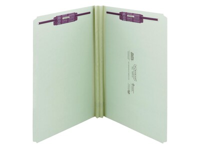 Smead Pressboard Classification Folders with SafeSHIELD Fasteners, Straight-Cut Tab, Legal Size, Gra