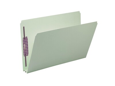 Smead Pressboard Classification Folders with SafeSHIELD Fasteners, Straight-Cut Tab, Legal Size, Gray/Green, 25/Box (19910)