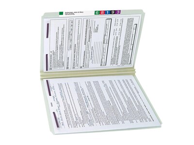 Smead 60% Recycled Pressboard Classification Folders, Straight-Cut Tab, Legal Size, Gray/Green, 25/Box