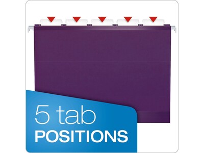 Pendaflex Reinforced Hanging File Folders, 1/5 Tab, Letter Size, Violet, 25/Box (PFX 4152 1/5 VIO)