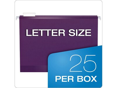 Pendaflex Reinforced Hanging File Folders, 1/5 Tab, Letter Size, Violet, 25/Box (PFX 4152 1/5 VIO)