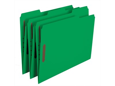 Smead Fastener File Folders, 2 Fasteners, Reinforced 1/3-Cut Tab, Letter Size, Green, 50/Box (12140)