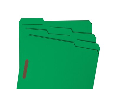 Smead Fastener File Folders, 2 Fasteners, Reinforced 1/3-Cut Tab, Letter Size, Green, 50/Box (12140)