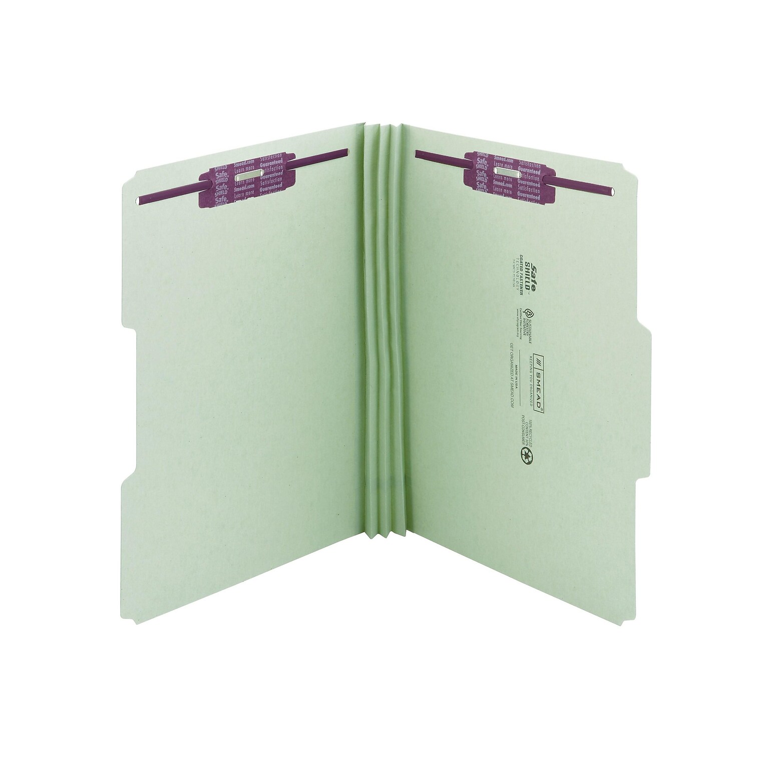 Smead Pressboard Classification Folders with SafeSHIELD Fasteners, 1/3-Cut Tab, Legal Size, Gray/Green, 25/Box (19944)