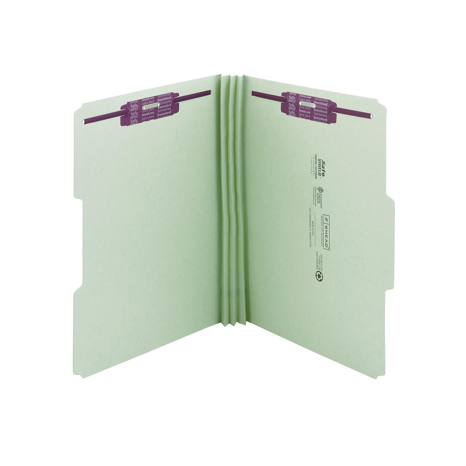 Smead Pressboard Classification Folders with SafeSHIELD Fasteners, 1/3-Cut Tab, Legal Size, Gray/Green, 25/Box (19944)