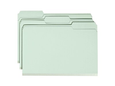 Smead Pressboard Classification Folders with SafeSHIELD Fasteners, 1/3-Cut Tab, Legal Size, Gray/Green, 25/Box (19944)