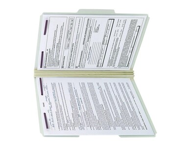 Smead Pressboard Classification Folders with SafeSHIELD Fasteners, 1/3-Cut Tab, Legal Size, Gray/Green, 25/Box (19944)