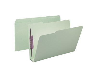 Smead Pressboard Classification Folders with SafeSHIELD Fasteners, 1/3-Cut Tab, Legal Size, Gray/Green, 25/Box (19944)