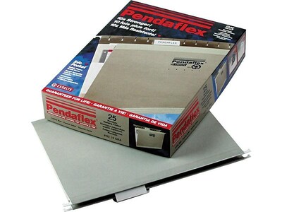 Pendaflex Reinforced Hanging File Folders, 1/5 Tab, Letter Size, Gray, 25/Box (PFX 4152 1/5 GRA)