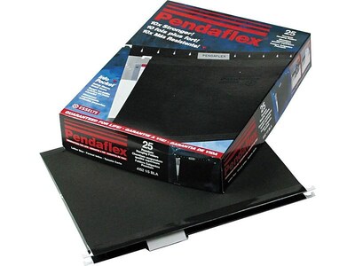 Pendaflex Reinforced Hanging File Folders, 1/5 Tab, Letter Size, Black, 25/Box (PFX 4152 1/5 BLA)