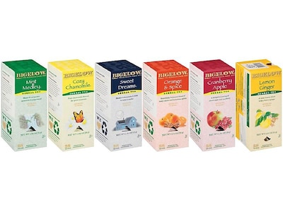 Bigelow Assorted Herbal Tea Bags, 28/Pack, 6 Packs/Carton (17578)