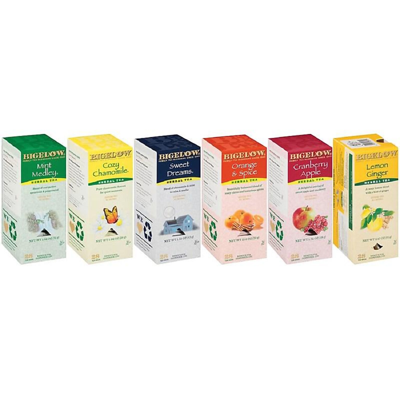 Bigelow Assorted Herbal Tea Bags, 28/Pack, 6 Packs/Carton (17578)