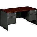 HON 38000 60 Double Pedestal Desk, Mahogany/Charcoal (H38155NS)