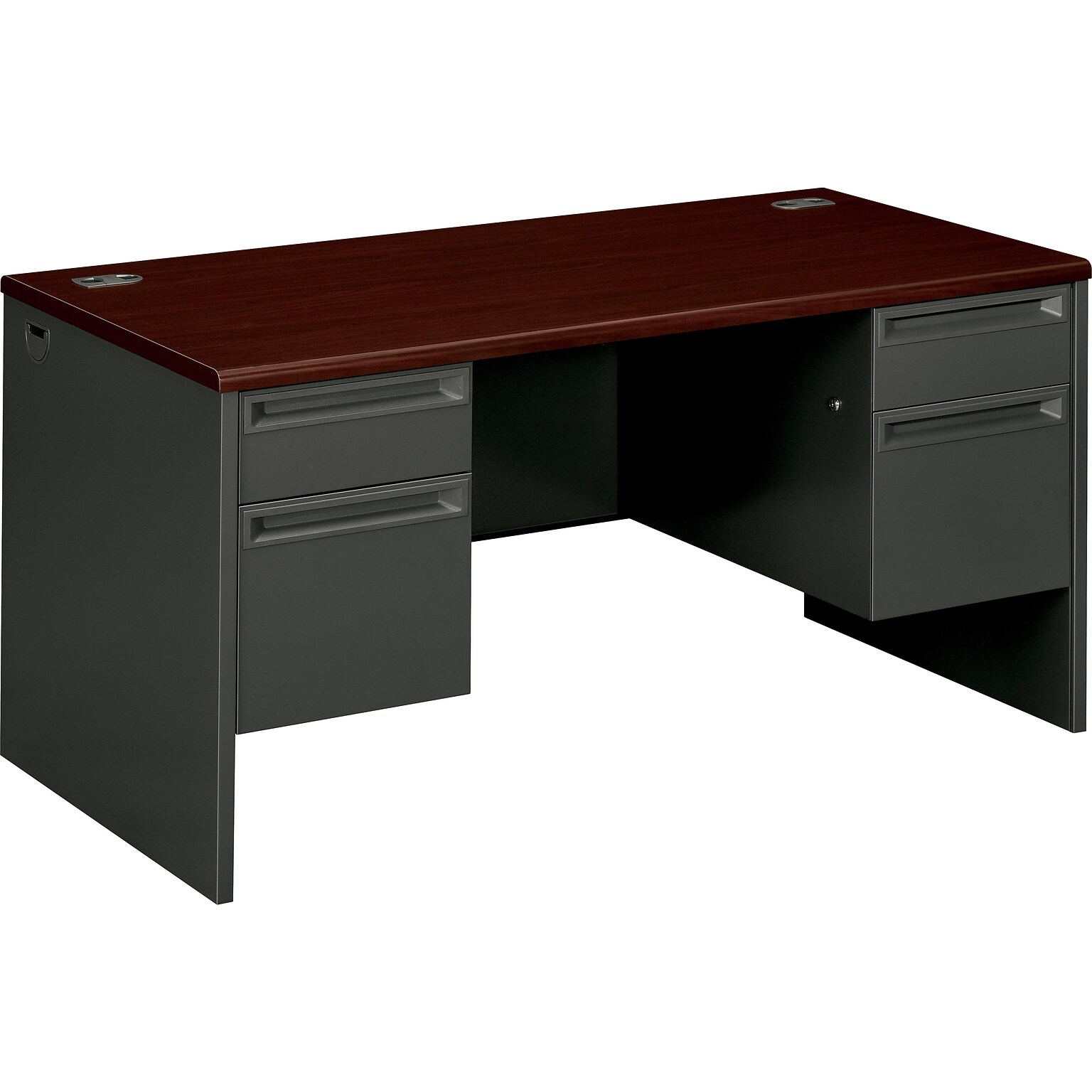 HON 38000 Series 60 Double Pedestal Desk, Mahogany/Charcoal (H38155NS)