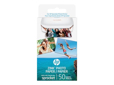 HP Glossy Zink Photo Paper, 2 x 3, 50/Pack (1DE39A)
