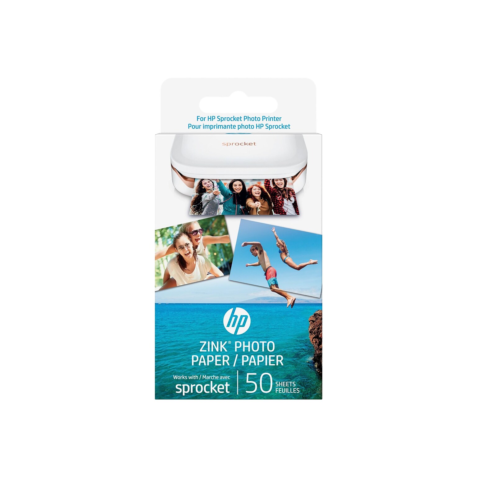 HP Glossy Zink Photo Paper, 2 x 3, 50/Pack (1DE39A)