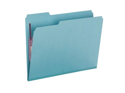 Smead Heavy Duty Pressboard Classification Folders with SafeSHIELD Fasteners, 1/3-Cut Tab, Letter Size, Blue, 25/Box (14937)