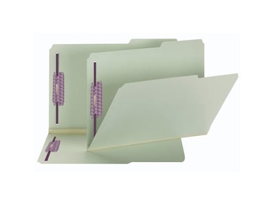 Smead Pressboard Classification Folders with SafeSHIELD Fasteners, 2/5-Cut Tab, Legal Size, Gray/Gre