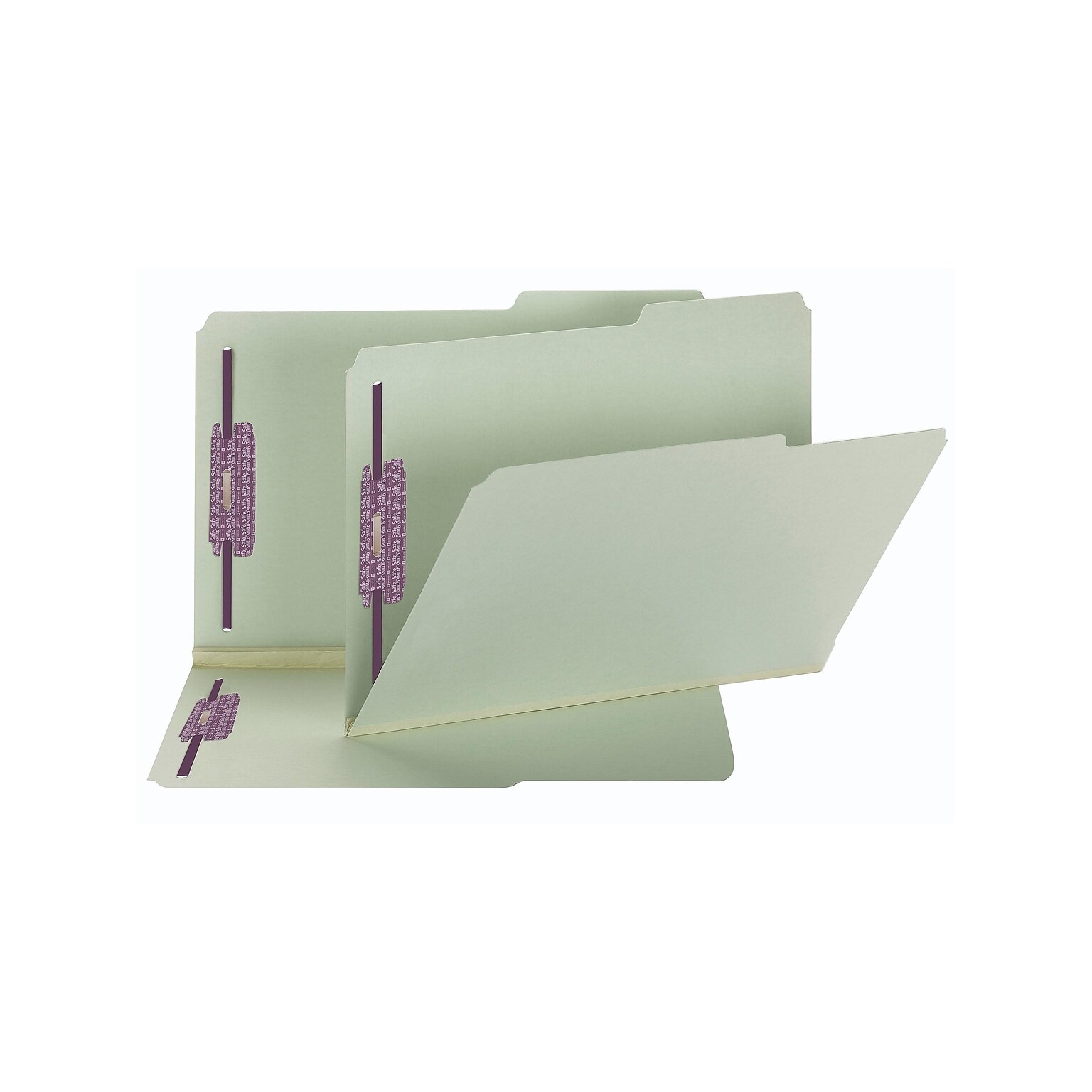 Smead Pressboard Classification Folders with SafeSHIELD Fasteners, 2/5-Cut Tab, Legal Size, Gray/Green, 25/Box (19920)