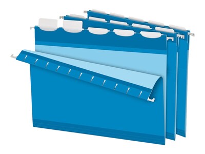 Pendaflex Ready-Tab Hanging File Folders, 1/5-Cut Tab, Letter Size, Blue, 25/Box (PFX 42622)