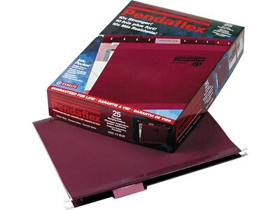 Pendaflex Reinforced Hanging File Folders, 1/5 Tab, Letter Size, Burgundy, 25/Box (PFX 4152 1/5 BUR)