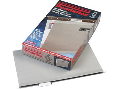 Pendaflex Reinforced Hanging File Folders, 1/5 Tab, Legal Size, Gray, 25/Box (PFX 4153 1/5 GRA)