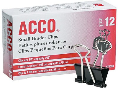 ACCO Small Binder Clips, Black, 12/Box (A7072020)