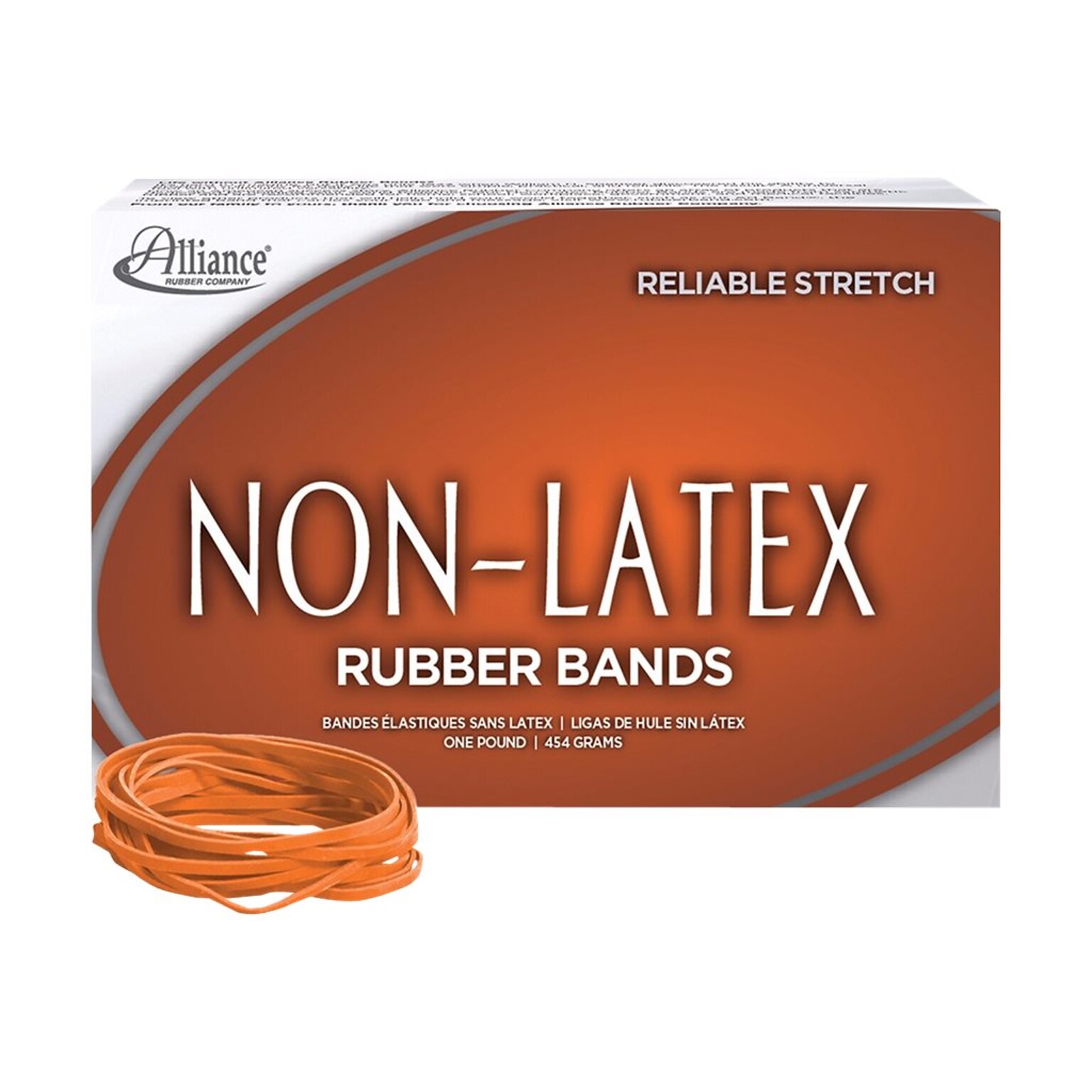 Alliance Rubber Non-Latex Multi-Purpose #33 Rubber Bands, 3.5 x 0.125, Non-Latex, Orange, 720/Pack (37336)
