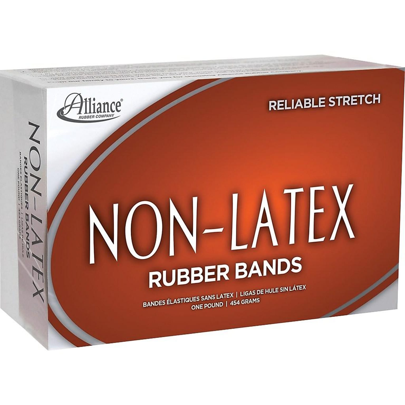 Alliance Rubber Non-Latex Multi-Purpose #64 Rubber Bands, 3.5 x 0.25, Non-Latex, Orange, 380/Pack (37646)