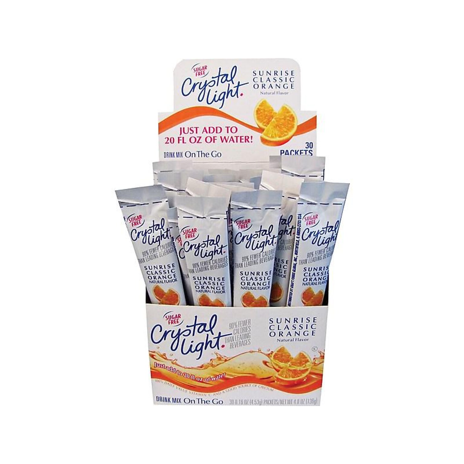 Crystal Light On-The-Go Sugar Free Sunrise Classic Orange Powdered Drink Mix, 0.16 Oz., 30 Packets/Box (GEN00504)