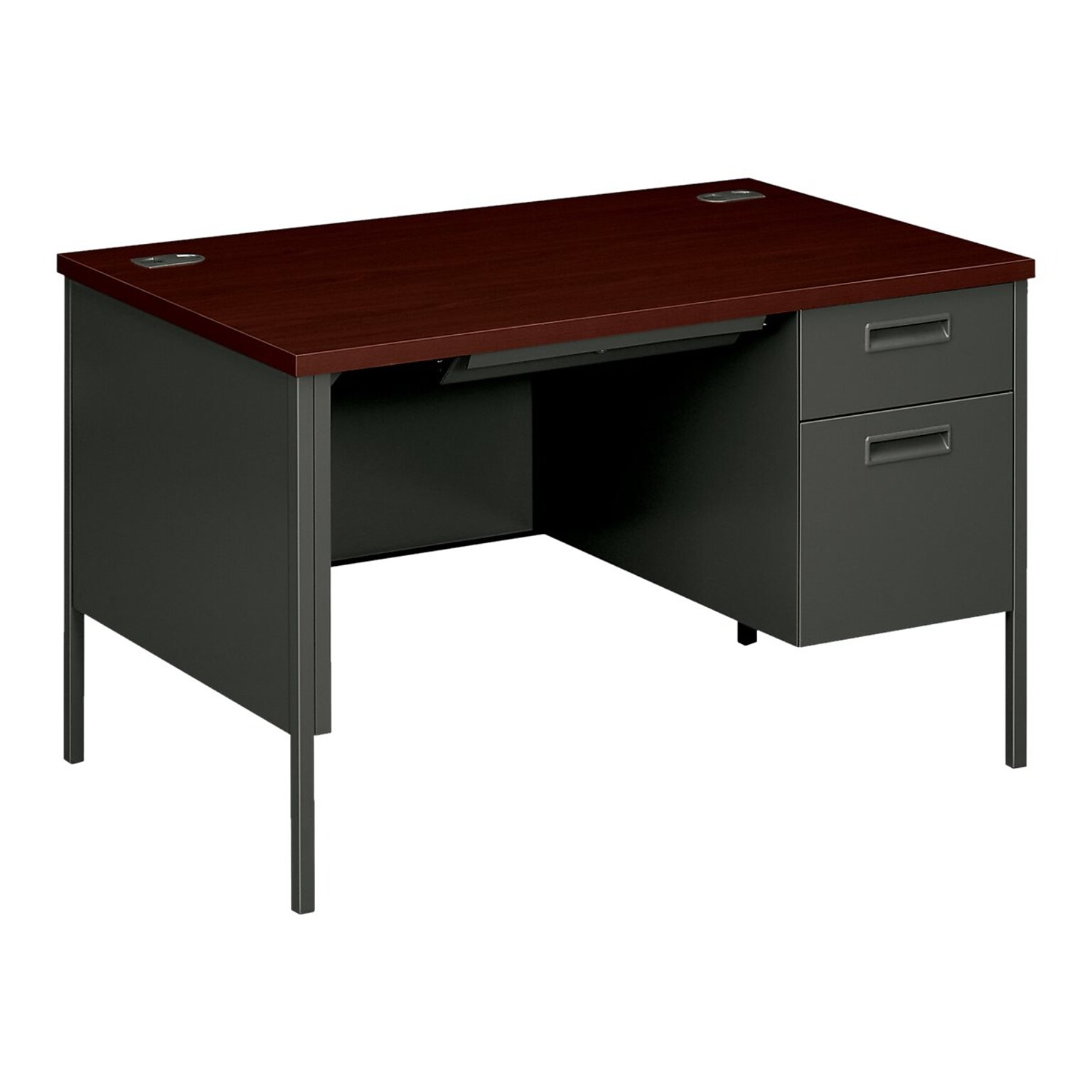 HON Metro Classic 48 Single Pedestal Desk, Mahogany/Charcoal (HONP3251RNS)