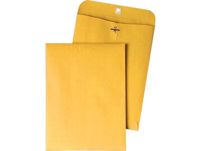 Quality Park Clasp & Moistenable Glue Catalog Envelopes, 9 x 12, Brown Kraft, 100/Box (QUA37890)