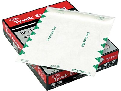 Quality Park Tyvek Survivor Self Seal Catalog Envelopes, 10"L x 13"H, White, 100/Box (QUAR1590)