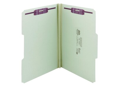 Smead Pressboard Classification Folders with SafeSHIELD Fasteners, 1/3-Cut Tab, Legal Size, Gray/Green, 25/Box (19931)