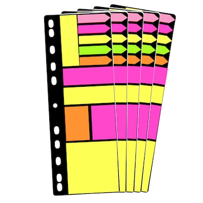 Redi-Tag Arrow and Page Flag Ring Binder Sticky Note Set, Assorted Neon, 5/Pack (10249)