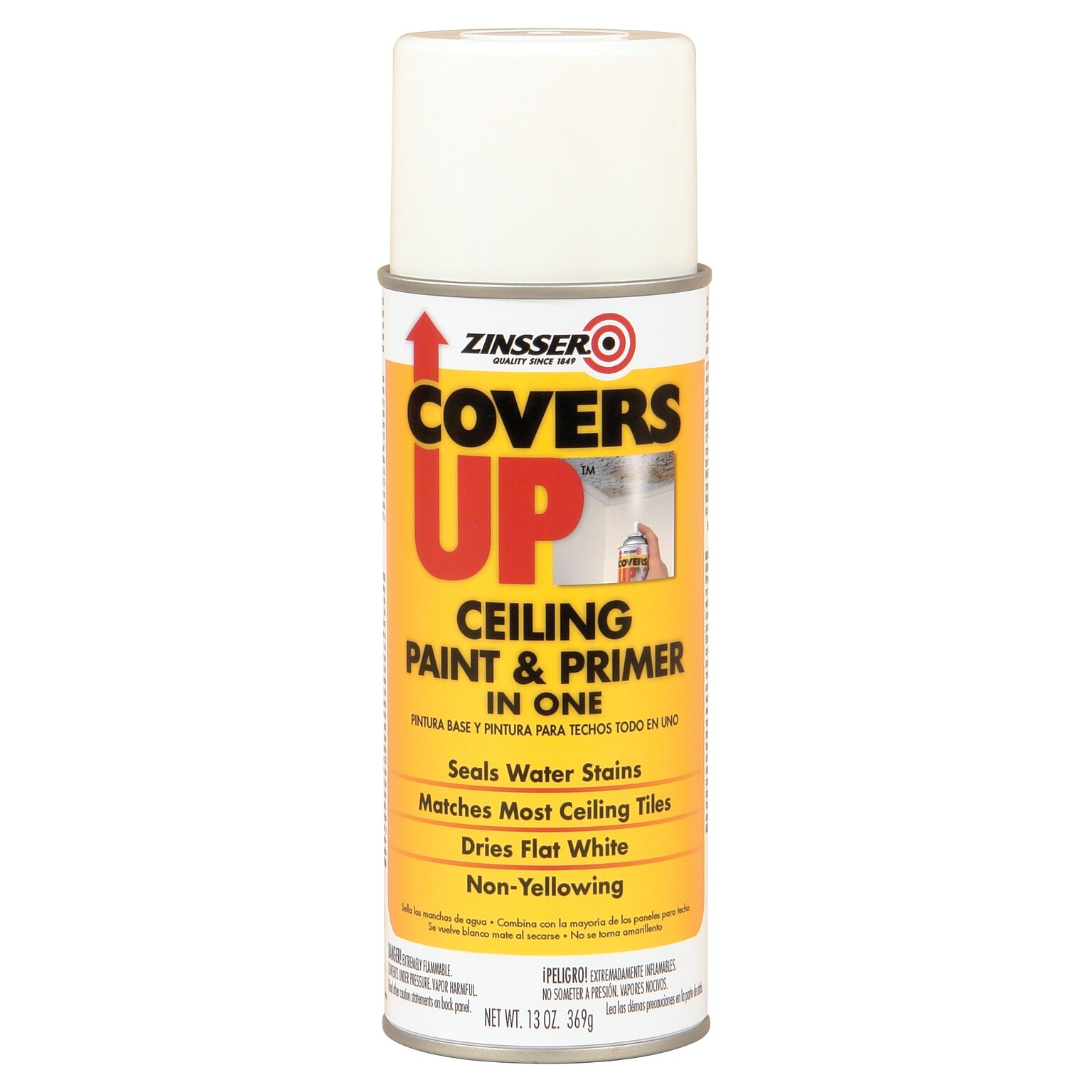 Rust-Oleum Zinsser Covers Up Ceiling Paint & Primer In One, White, 13 oz., 6/Pack (3688)
