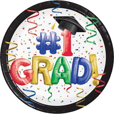 Creative Converting #1 Grad Dessert Plates, 24/Pack (DTC335381PLT)