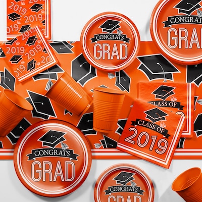 Creative Converting Orange 2019 Graduation Party Supplies Kit (DTCORNGE2E)