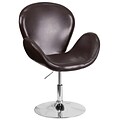 HERCULES Trestron Series Brown Leather Reception Chair with Adjustable Height Seat (CH-112420-BRN-GG)
