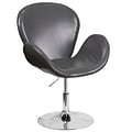 HERCULES Trestron Series Gray Leather Reception Chair with Adjustable Height Seat [CH-112420-GY-GG]
