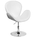 HERCULES Trestron Series White Leather Reception Chair with Adjustable Height Seat [CH-112420-WH-GG]