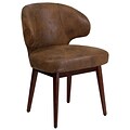 Comfort Back Series Bomber Jacket Microfiber Reception-Lounge-Office Chair with Walnut Legs (BT-5-BOM-GG)
