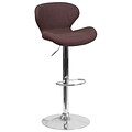 Contemporary Brown Fabric Adjustable Height Barstool with Chrome Base [CH-321-BRNFAB-GG]