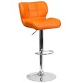Contemporary Tufted Orange Vinyl Adjustable Height Barstool with Chrome Base [SD-SDR-2510-OR-GG]