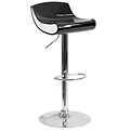 Contemporary Black and White Adjustable Height Plastic Barstool with Chrome Base [CH-101010-BK-GG]