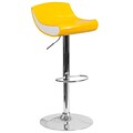 Contemporary Yellow and White Adjustable Height Plastic Barstool with Chrome Base [CH-101010-YL-GG]