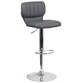 Contemporary Gray Vinyl Adjustable Height Barstool with Chrome Base [CH-132330-GY-GG]